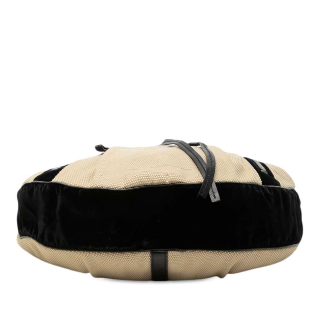 Saint Laurent Canvas and Velvet Rive Gauche Pleated Hobo Beige Very good - Inside View