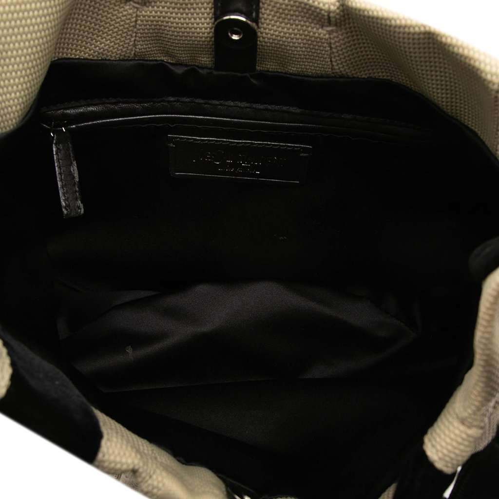 Saint Laurent Canvas and Velvet Rive Gauche Pleated Hobo Beige Very good - Model View