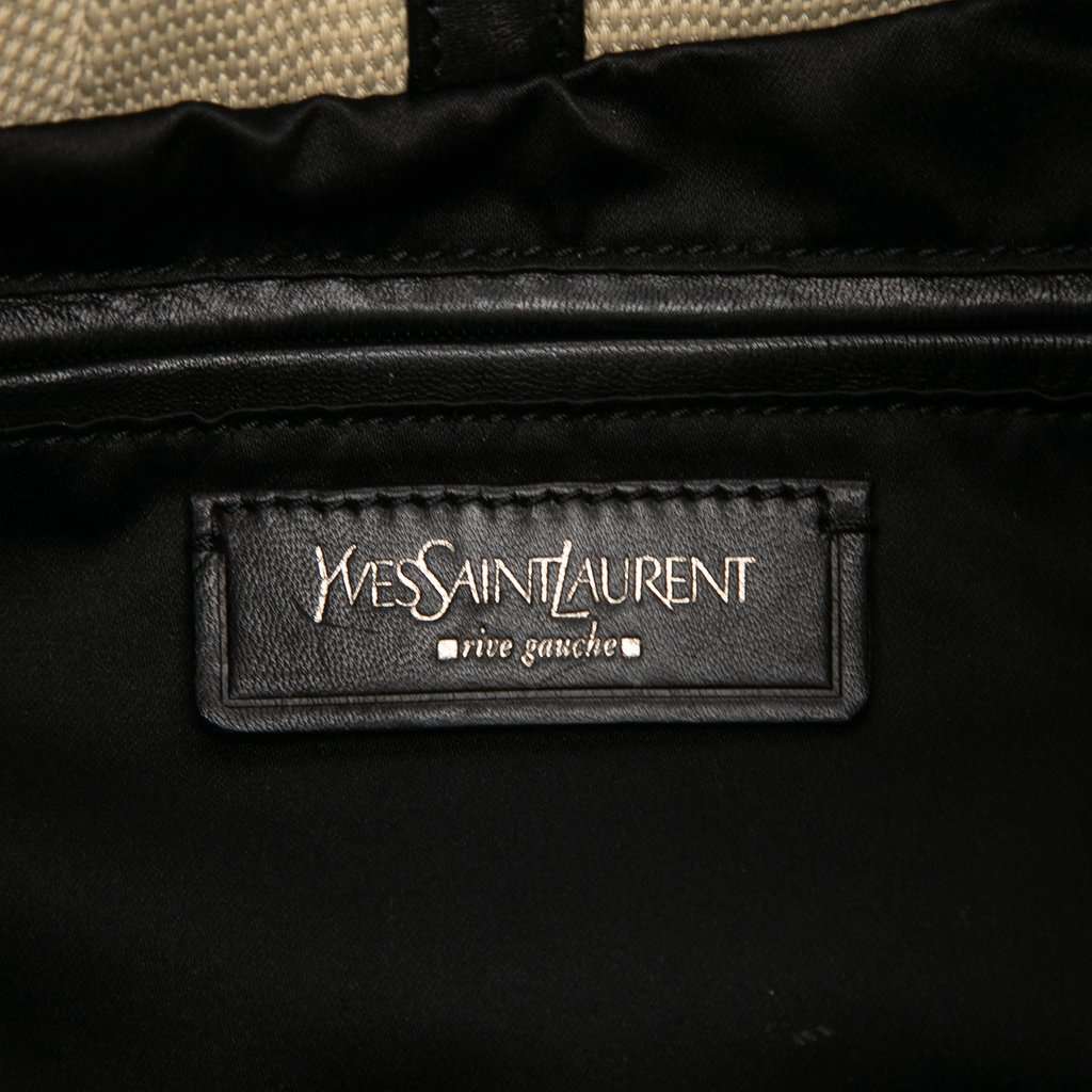 Saint Laurent Canvas and Velvet Rive Gauche Pleated Hobo Beige Very good - Box View