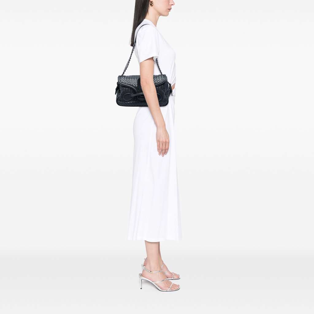 Bottega Veneta Nappa Intrecciato Rialto Shoulder Bag Black Leather Very good - Box View