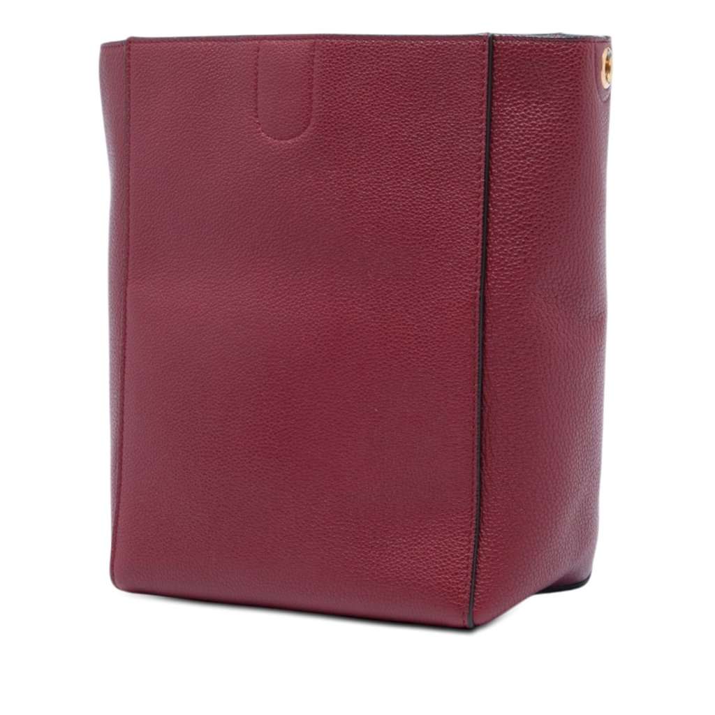 Celine Small Leather Seau Sangle Bucket Bag Red Leather Very good - Back View