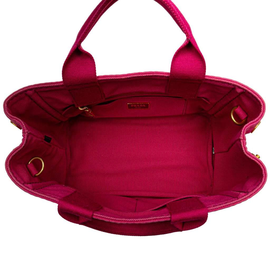 Prada Small Canvas Canapa Logo Satchel Pink Very good - Model View