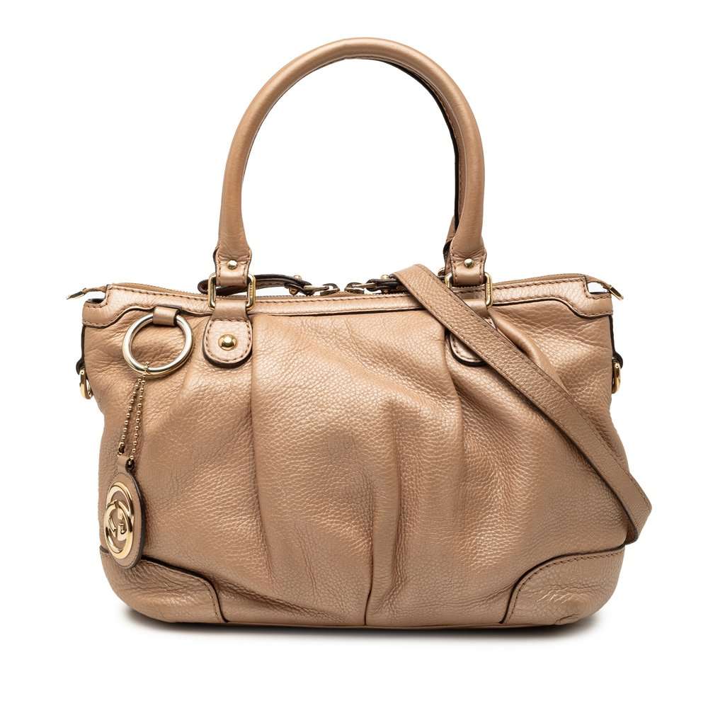 Gucci Calfskin Sukey Satchel Gold Leather Very good condition - Front View
