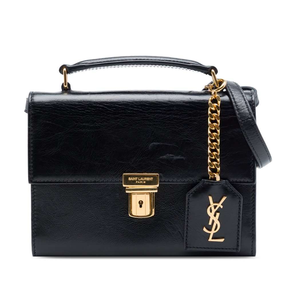 Saint Laurent Mini Aged Calfskin High School Satchel Black Leather Very good - Front View