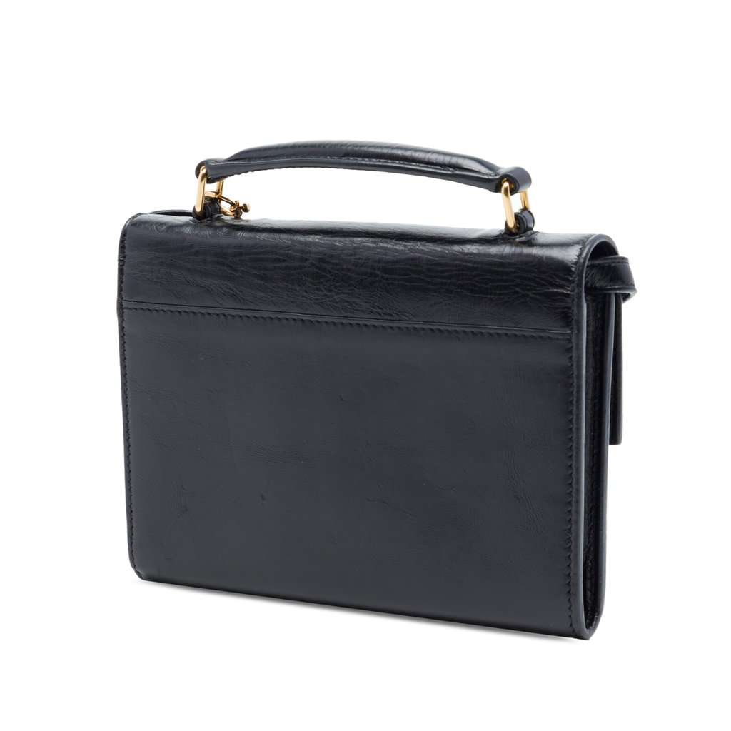 Saint Laurent Mini Aged Calfskin High School Satchel Black Leather Very good - Back View