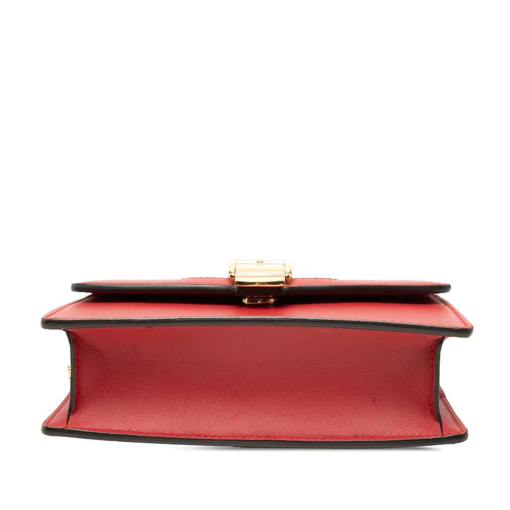 Gucci Super Mini Calfskin Sylvie Chain Crossbody Red Leather Very good - Inside View