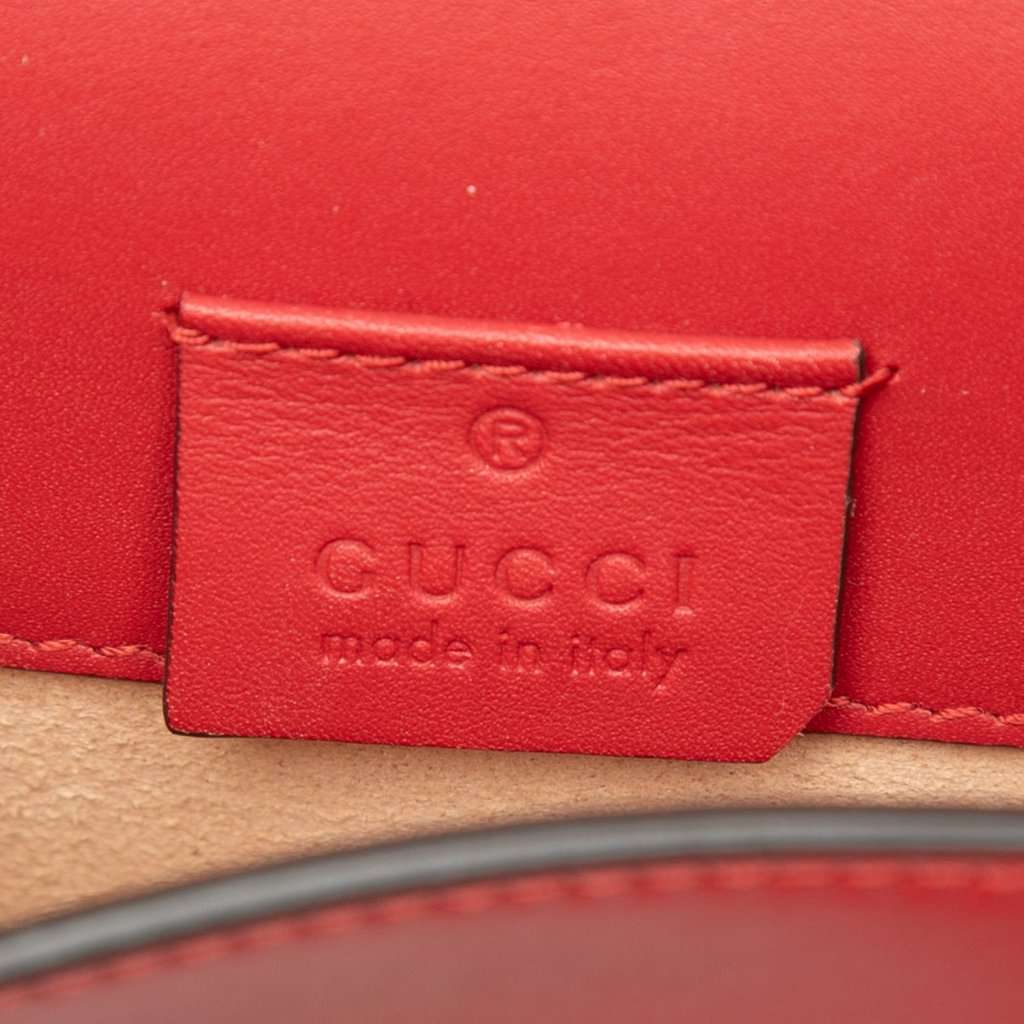 Gucci Super Mini Calfskin Sylvie Chain Crossbody Red Leather Very good - Box View