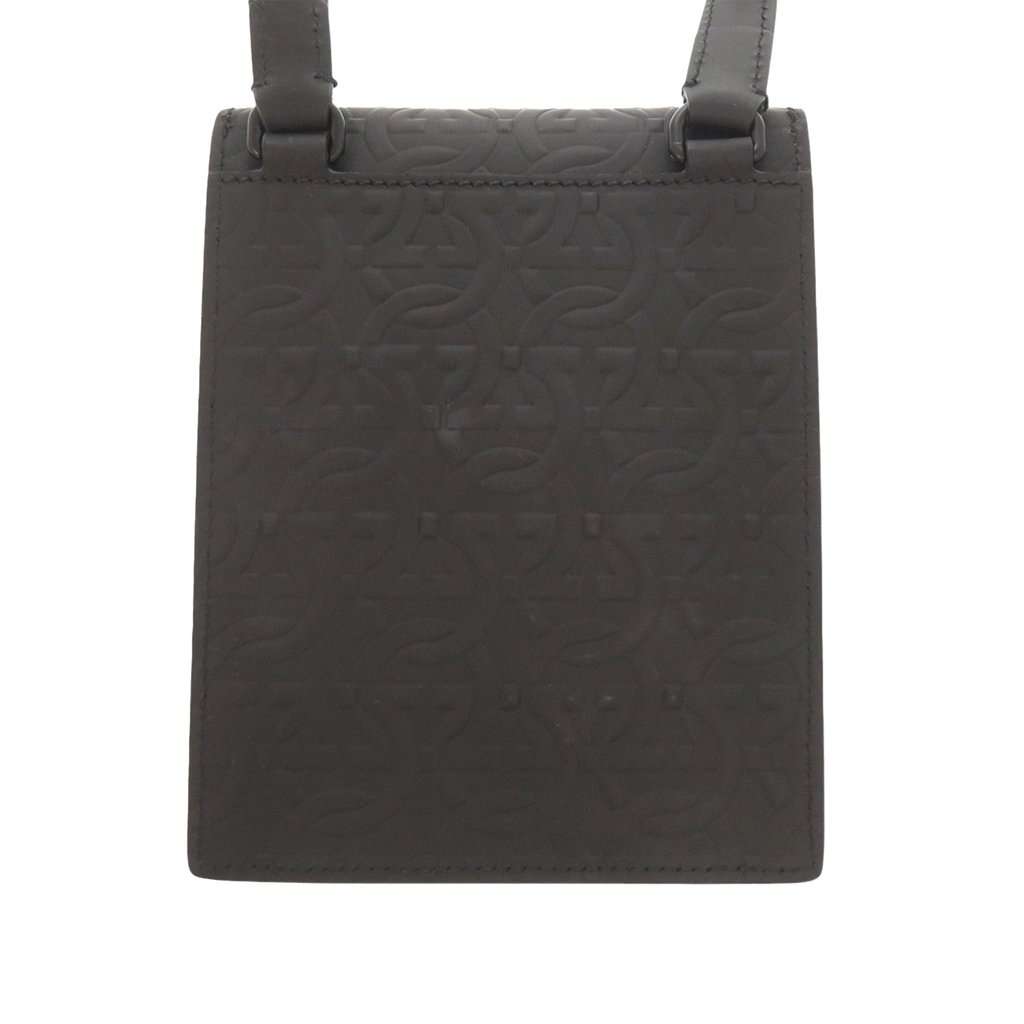 Salvatore Ferragamo Gancini Embossed Leather Phone Pouch Crossbody Black Leather Very good condition - Back View