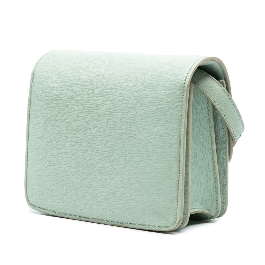 Celine Small Calfskin Classic Box Green Leather Very good - Back View