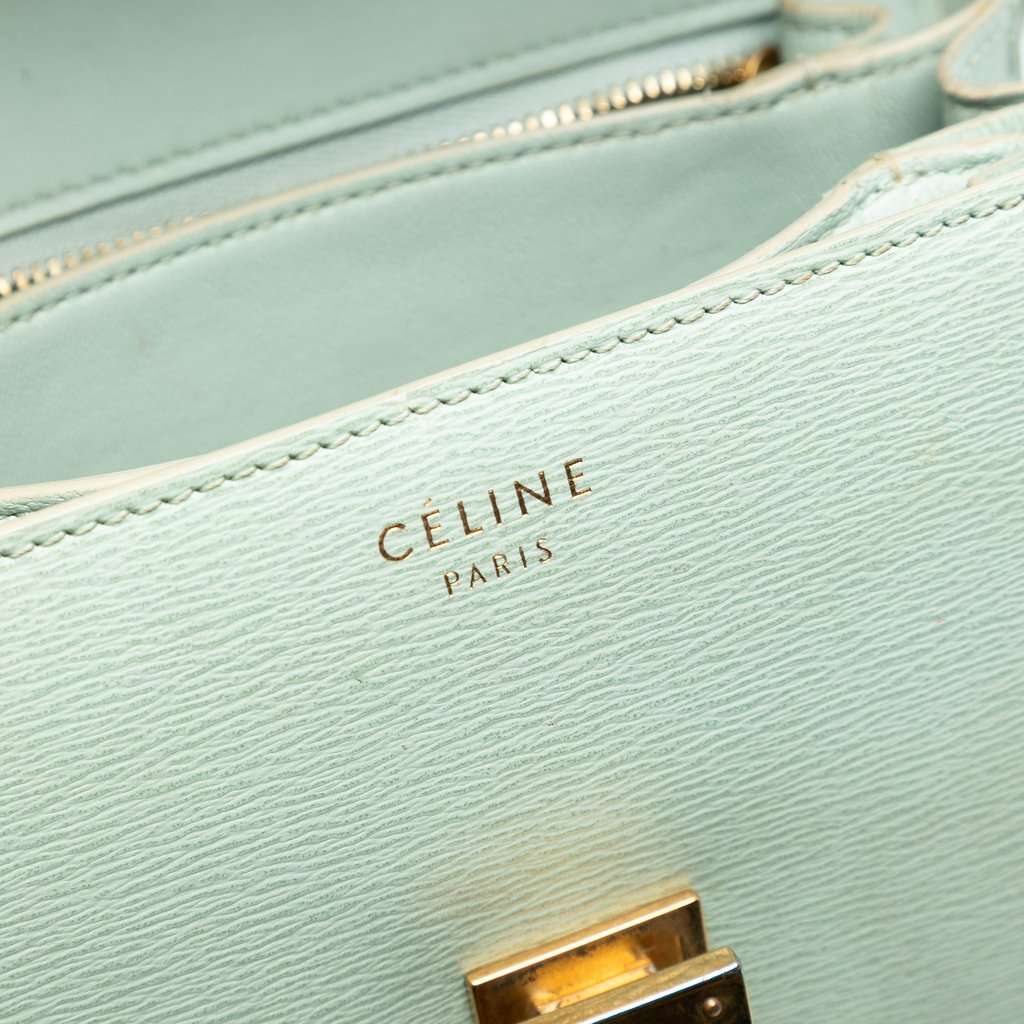 Celine Small Calfskin Classic Box Green Leather Very good - Box View