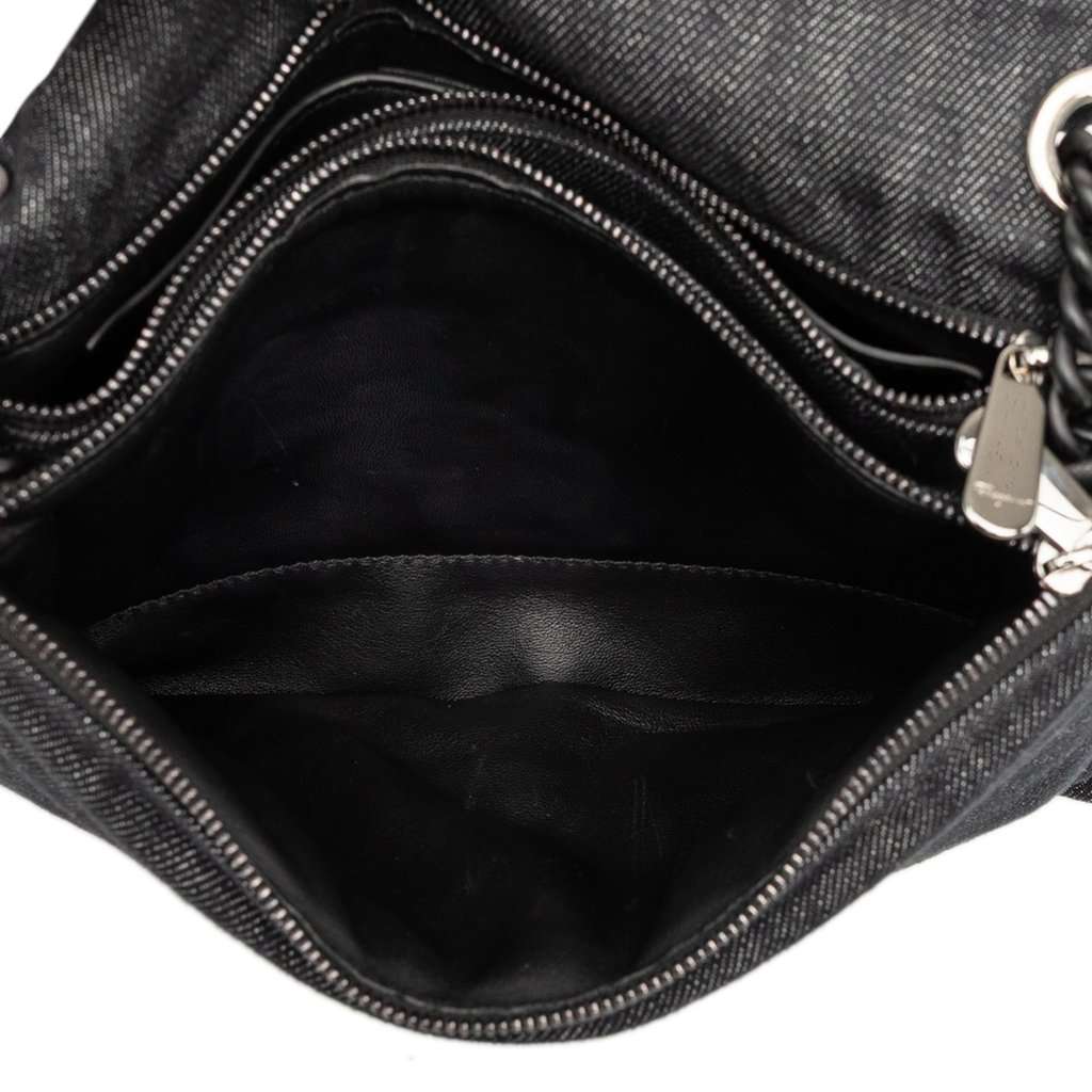 Ferragamo Small Denim Viva Bow Shoulder Bag Black Very good condition - Model View