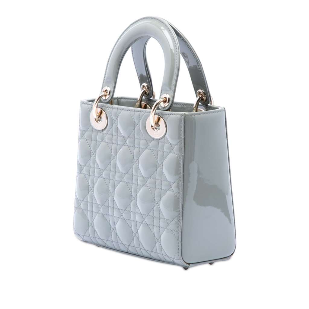 Dior Small Patent Cannage Lady Dior Grey Leather Very good - Back View
