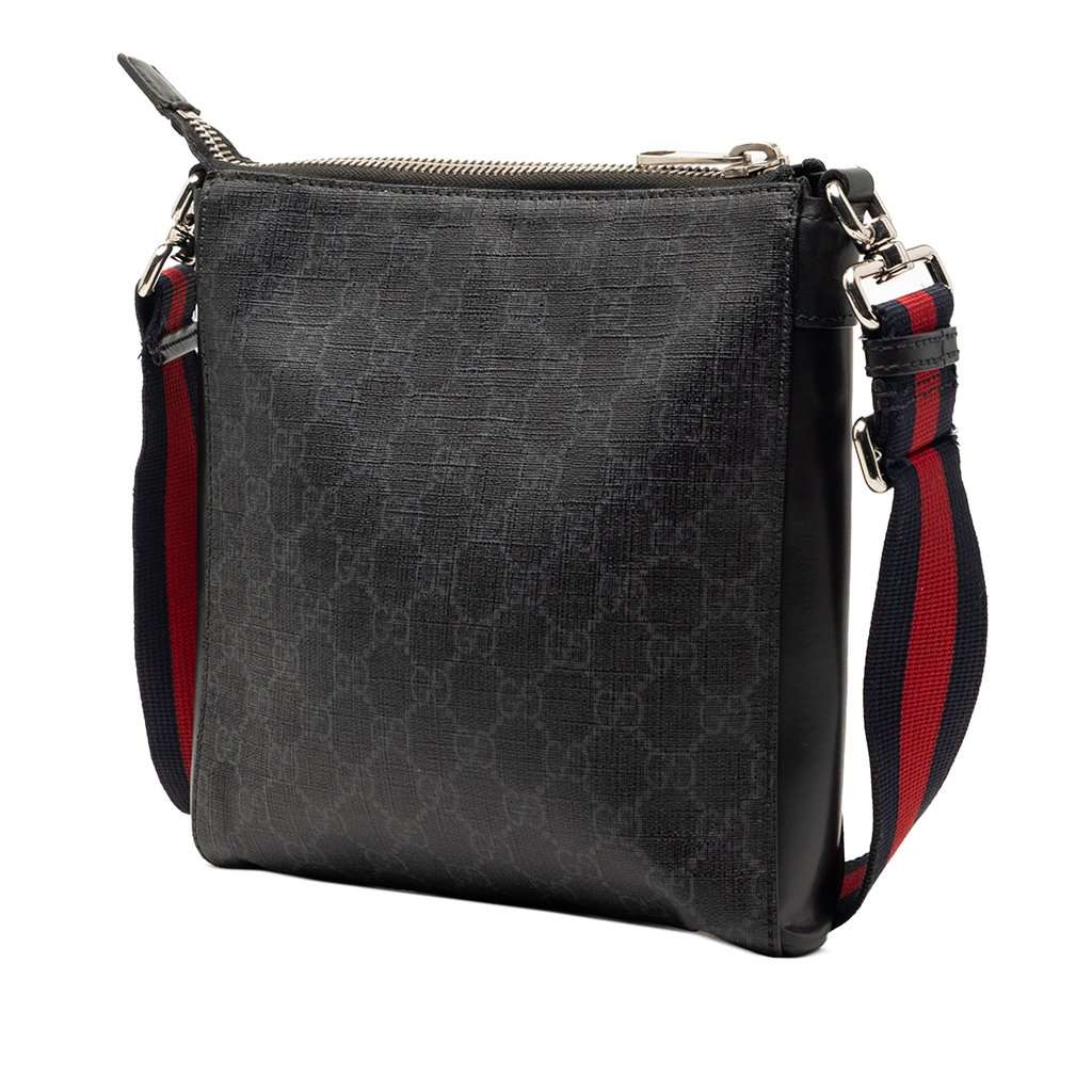 Gucci Small GG Supreme Web Messenger Bag Black Very good condition - Back View