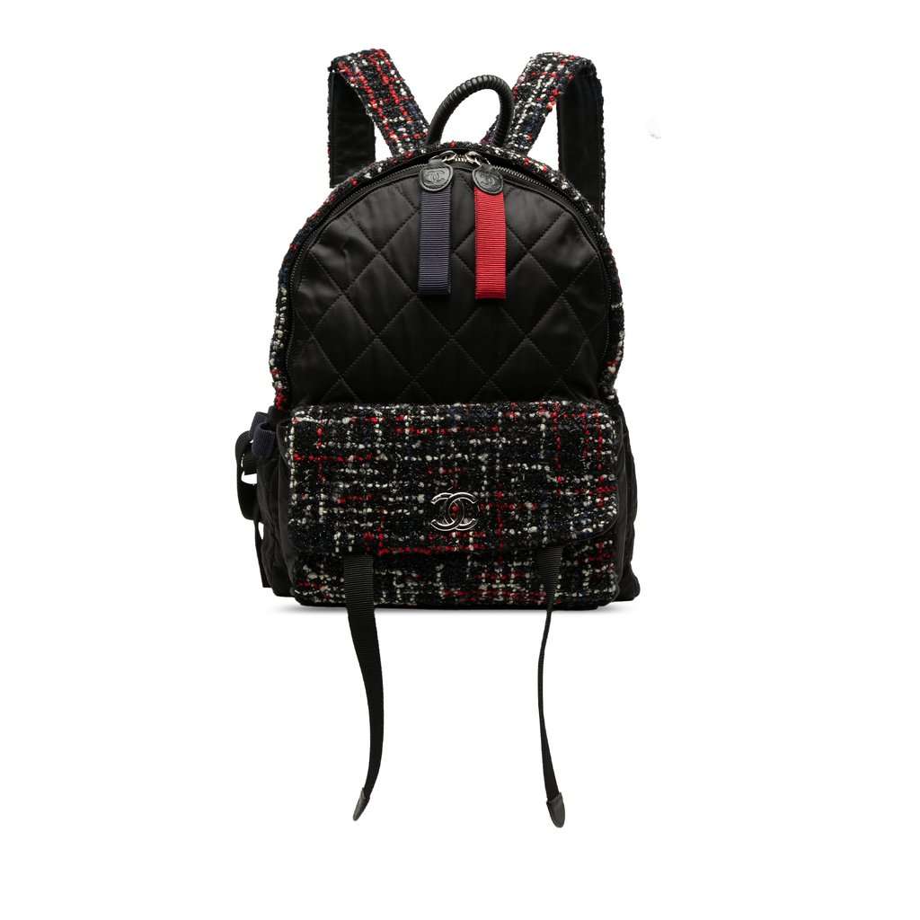 Chanel Quilted Nylon and Tweed Astronaut Essentials Backpack Black Very good condition - Front View