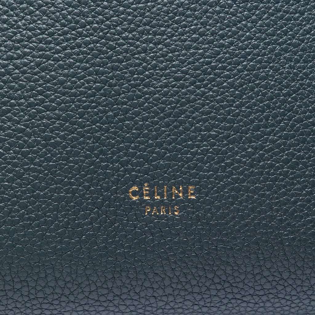 Celine Small Soft Grained Calfskin Seau Sangle Bucket Bag Blue Leather Very good condition - Box View