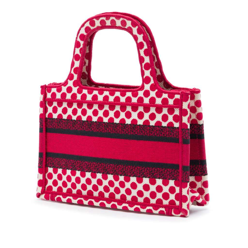 Dior DiorAmour Mini Embroidered Canvas Dots Book Tote Red Very good condition - Back View