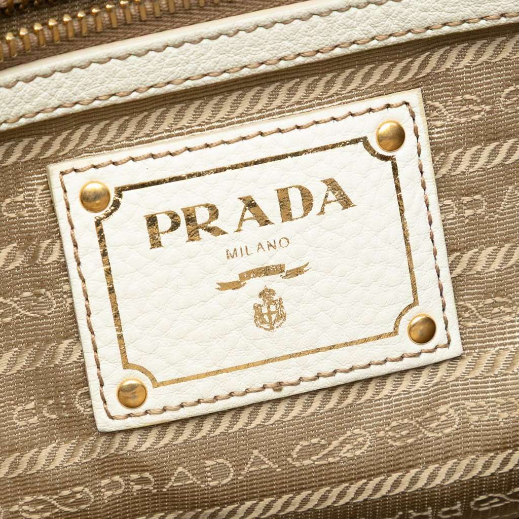 Prada Canvas Canapa Logo Bow Satchel Beige Very good condition - Box View