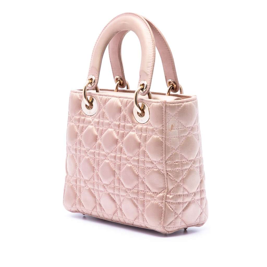 Dior Small Satin Cannage Swarovski Lady Dior Pink Very good condition - Back View