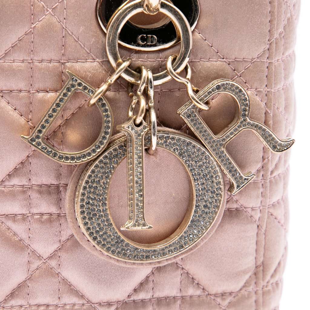 Dior Small Satin Cannage Swarovski Lady Dior Pink Very good condition - Box View