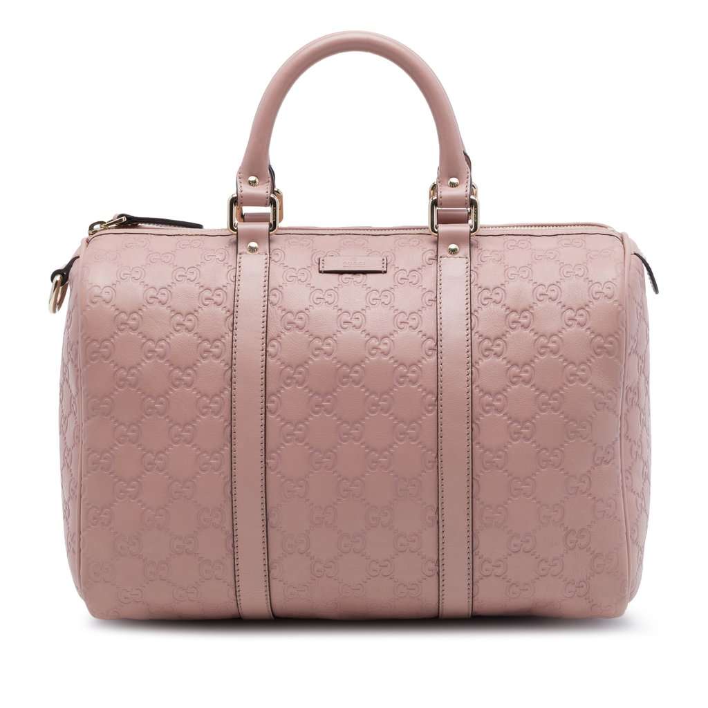 Gucci Medium Guccissima Joy Boston Bag Pink Leather Very good condition - Front View
