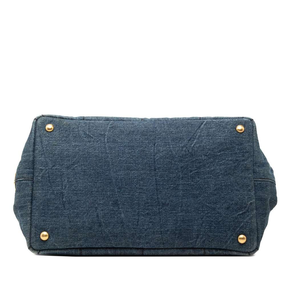 Prada Large Denim Canapa Logo Tote Blue Very good - Inside View