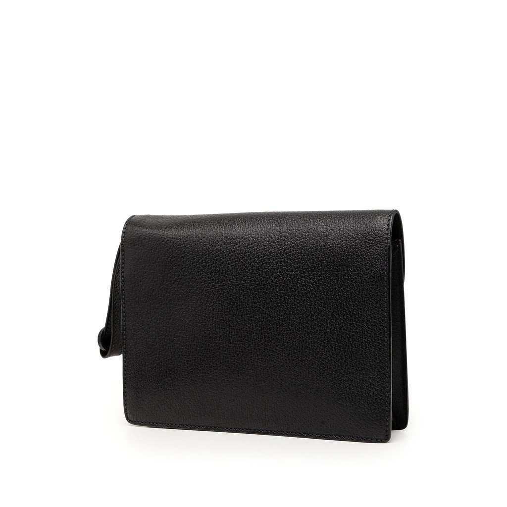 Gucci Calfskin Padlock Wristlet Clutch Black Leather Very good condition - Back View