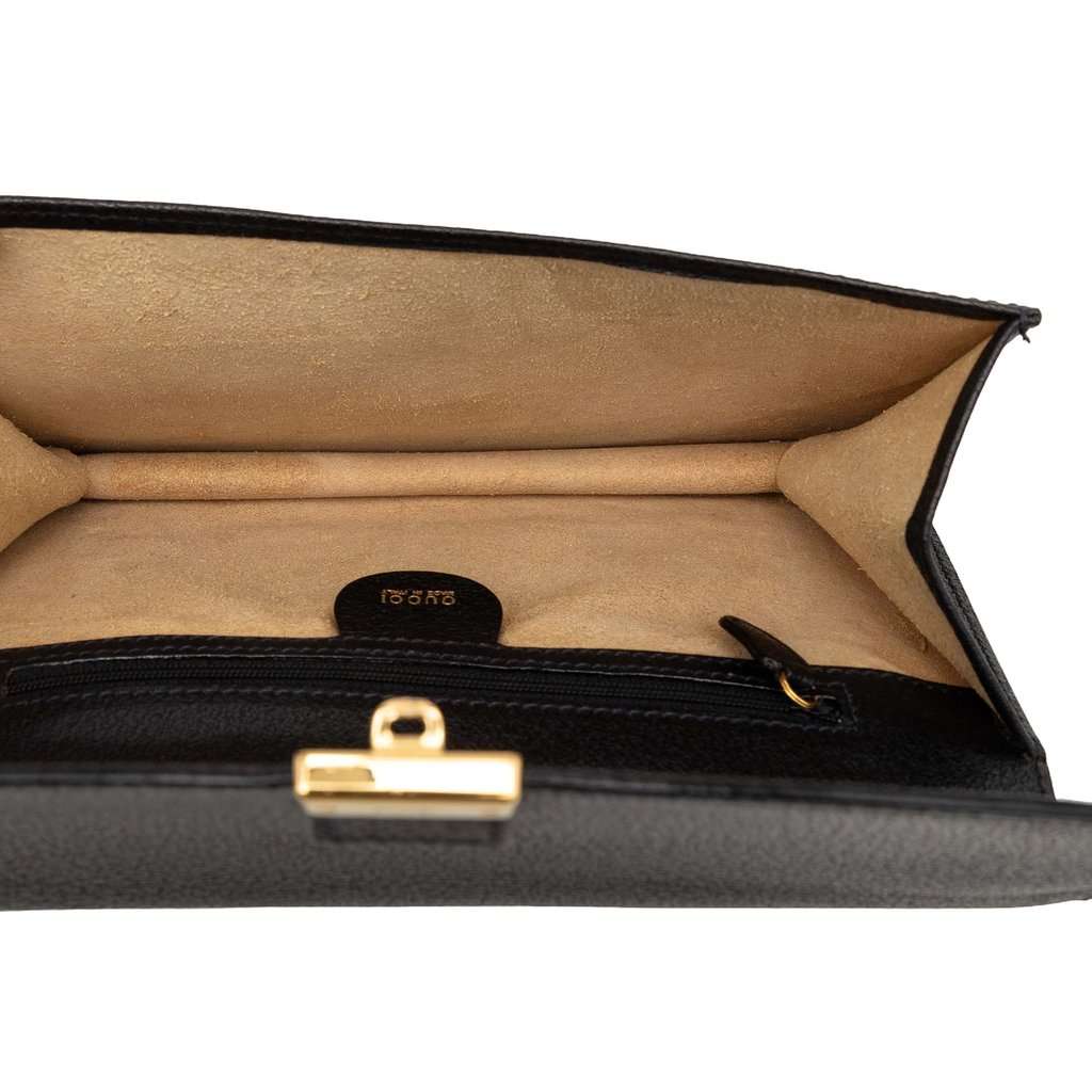 Gucci Calfskin Padlock Wristlet Clutch Black Leather Very good condition - Model View
