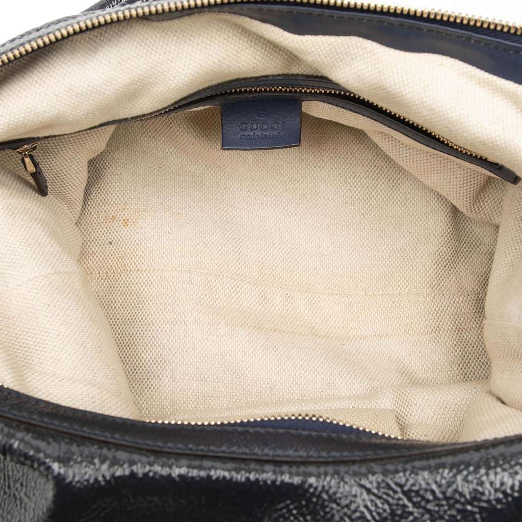 Gucci Patent Soho Shoulder Bag Blue Leather Very good - Model View