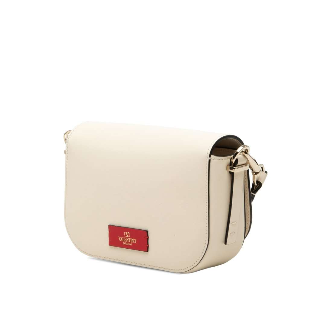 Valentino Small Calfskin VLogo Walk Crossbody White Leather Very good condition - Back View