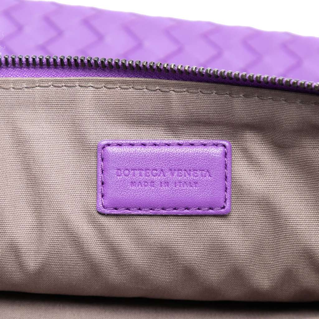 Bottega Veneta Nappa Intrecciato Clutch Purple Leather Very good condition - Box View