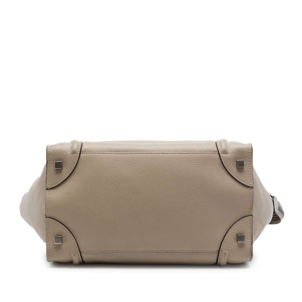 Celine Mini Drummed Calfskin Luggage Tote Beige Leather Good - Inside View