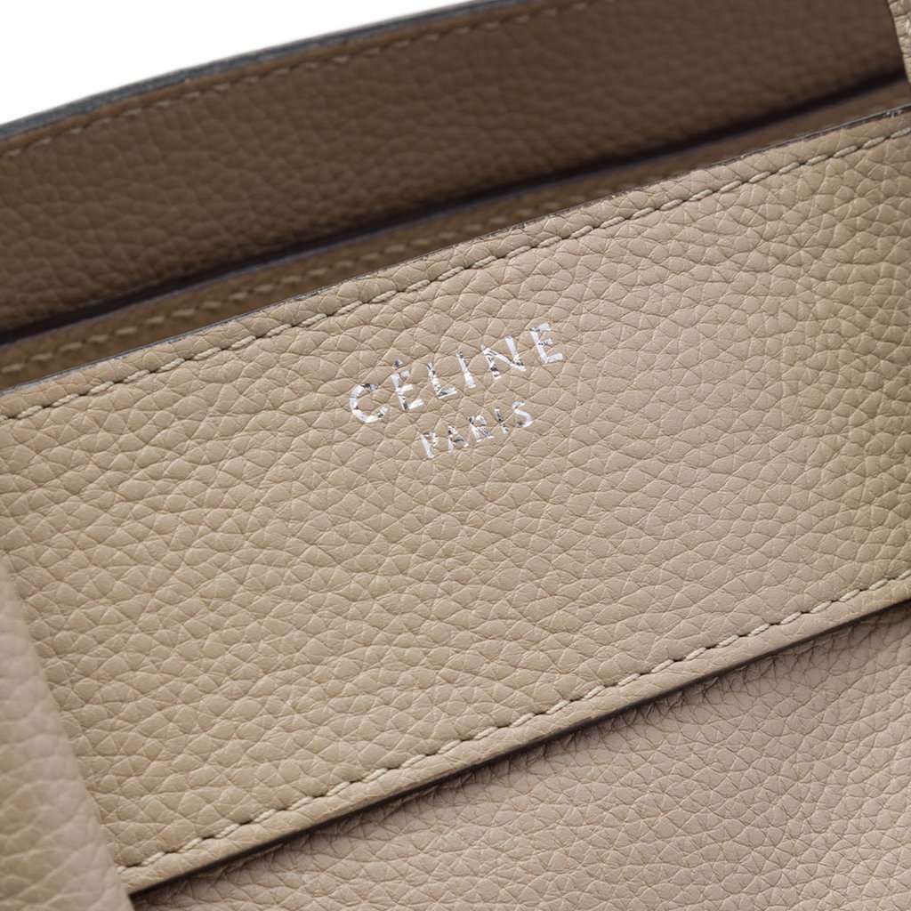 Celine Mini Drummed Calfskin Luggage Tote Beige Leather Good - Box View