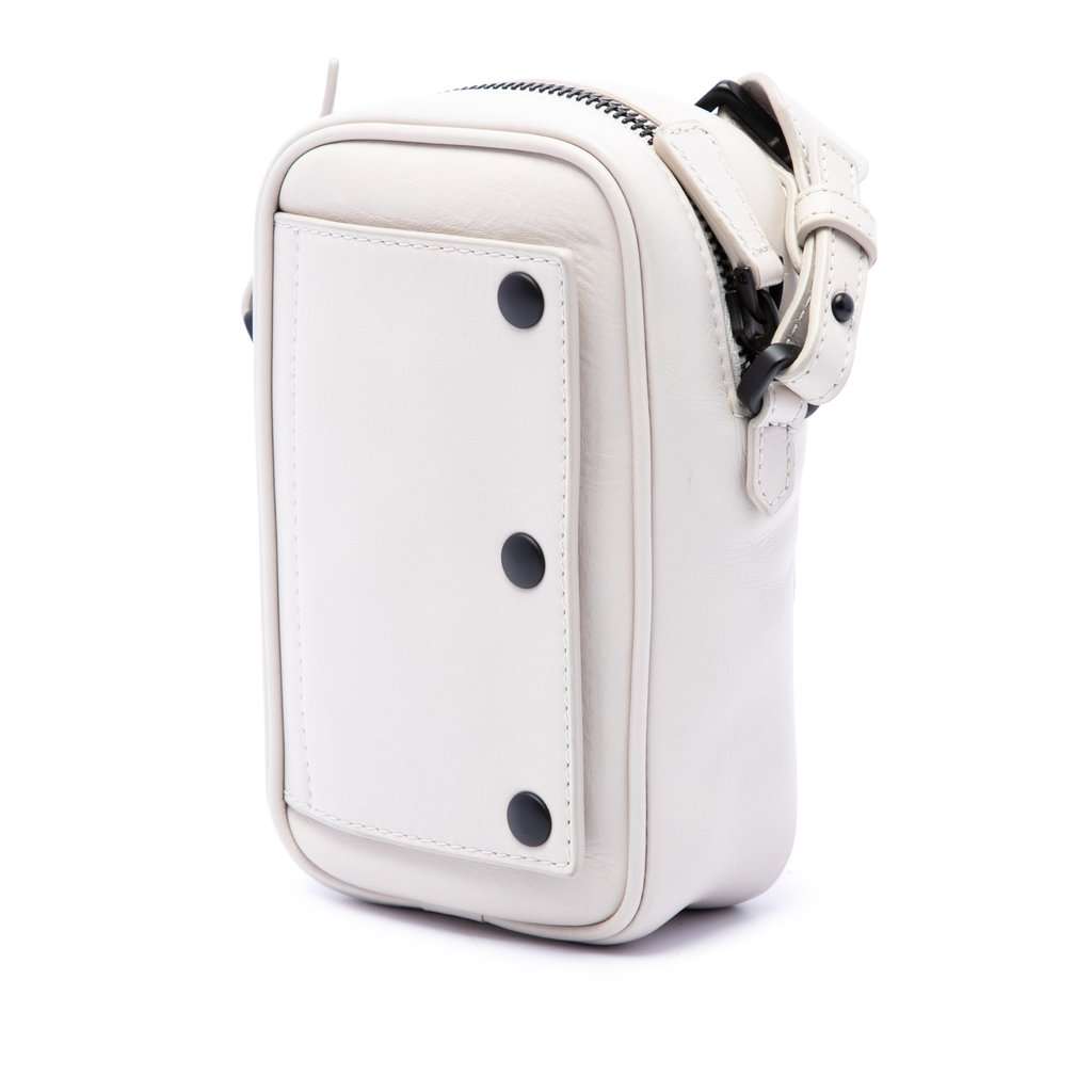 Bottega Veneta Perforated Calfskin Leggero Crossbody White Leather Very good - Back View