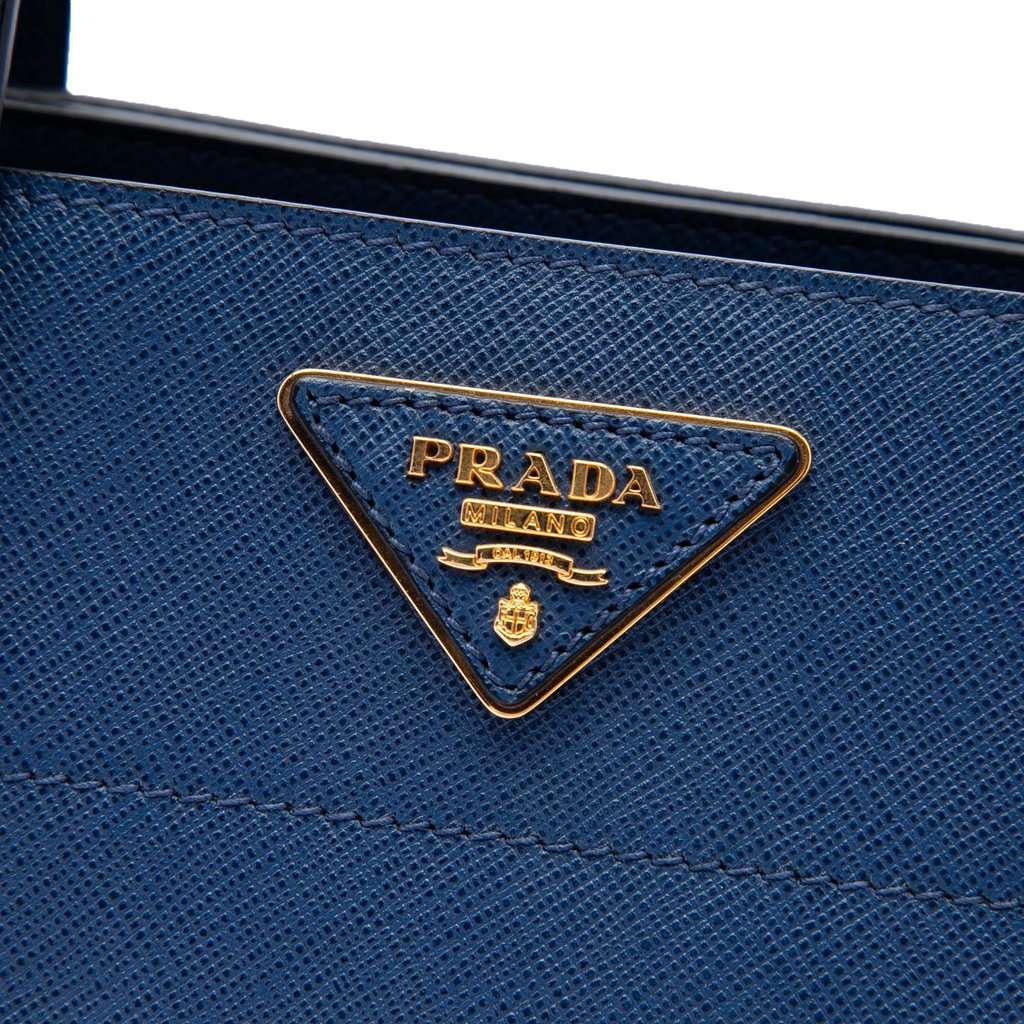 Prada Saffiano Soft Triple Pocket Tote Blue Leather Very good condition - Box View