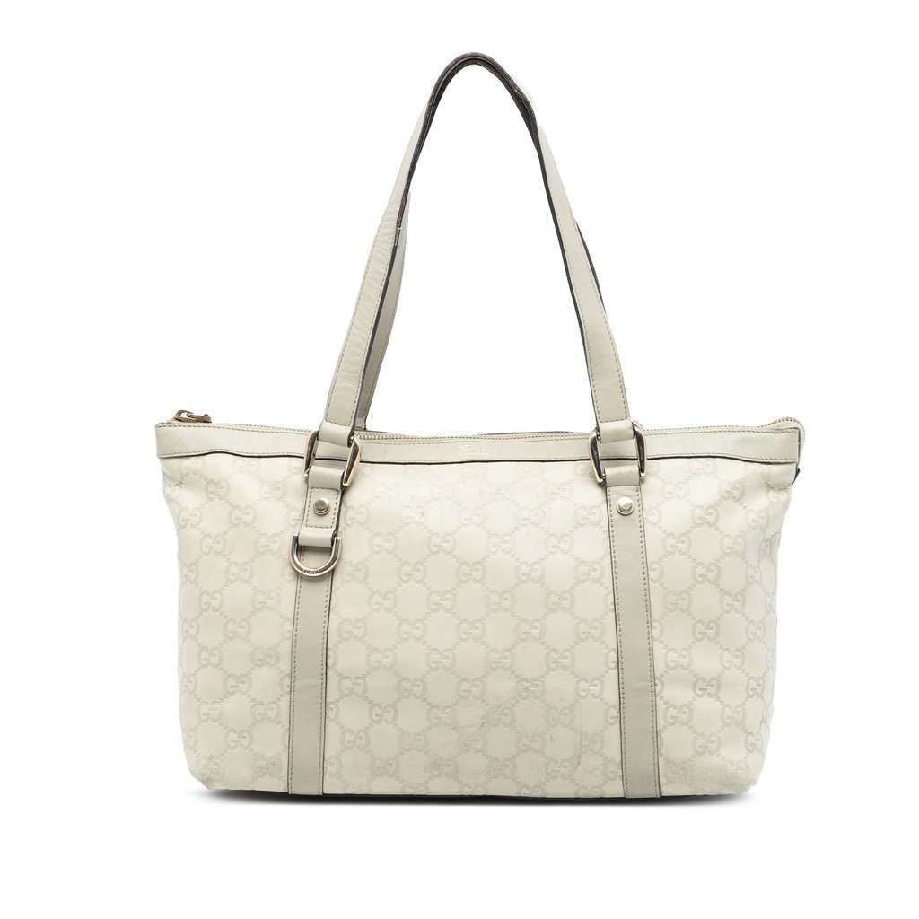 Gucci Guccissima Abbey D Ring Tote White Leather Very good condition - Front View