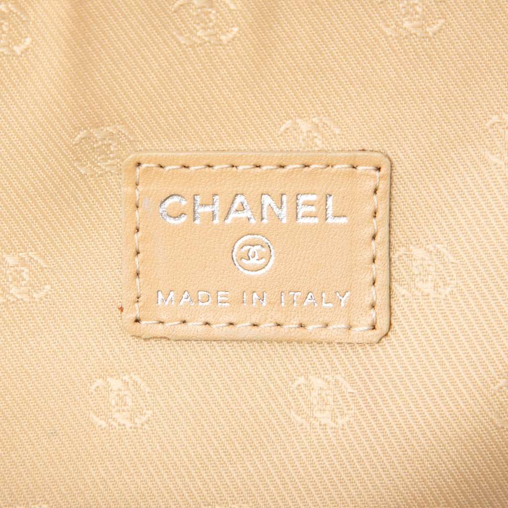 Chanel CC Metallic Calfskin Cosmetic Pouch Gold Leather Very good - Box View