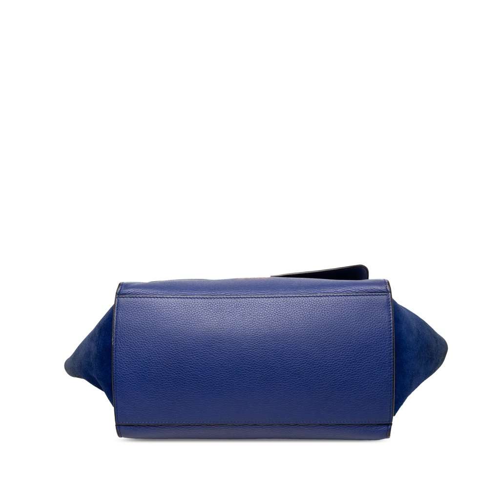 Celine Small Calfskin and Suede Trapeze Satchel Blue Leather Very good condition - Inside View