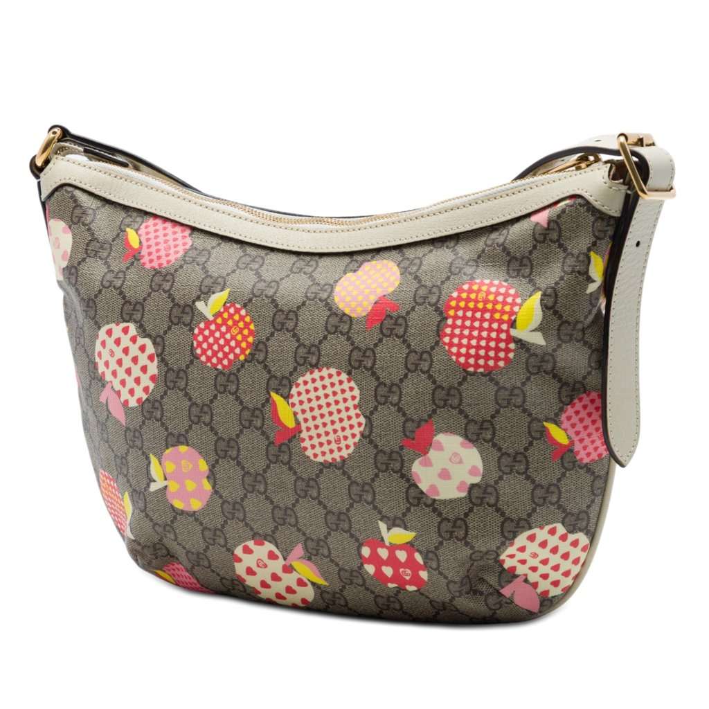 Gucci Small GG Supreme Les Pommes Ophidia Half Moon Crossbody Beige Very good condition - Back View