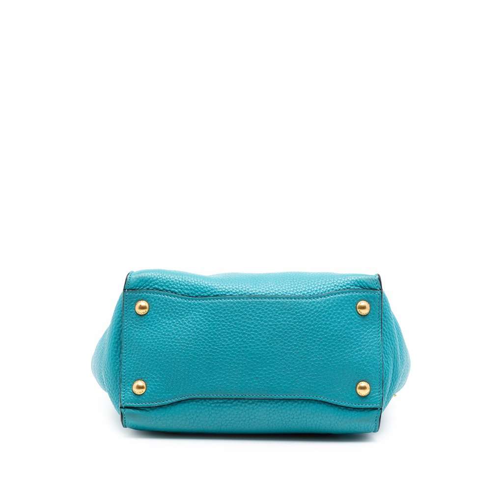 Prada Vitello Daino Sound Lock Satchel Blue Leather Very good condition - Inside View