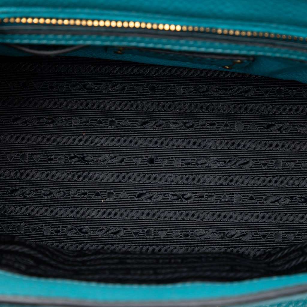 Prada Vitello Daino Sound Lock Satchel Blue Leather Very good condition - Model View