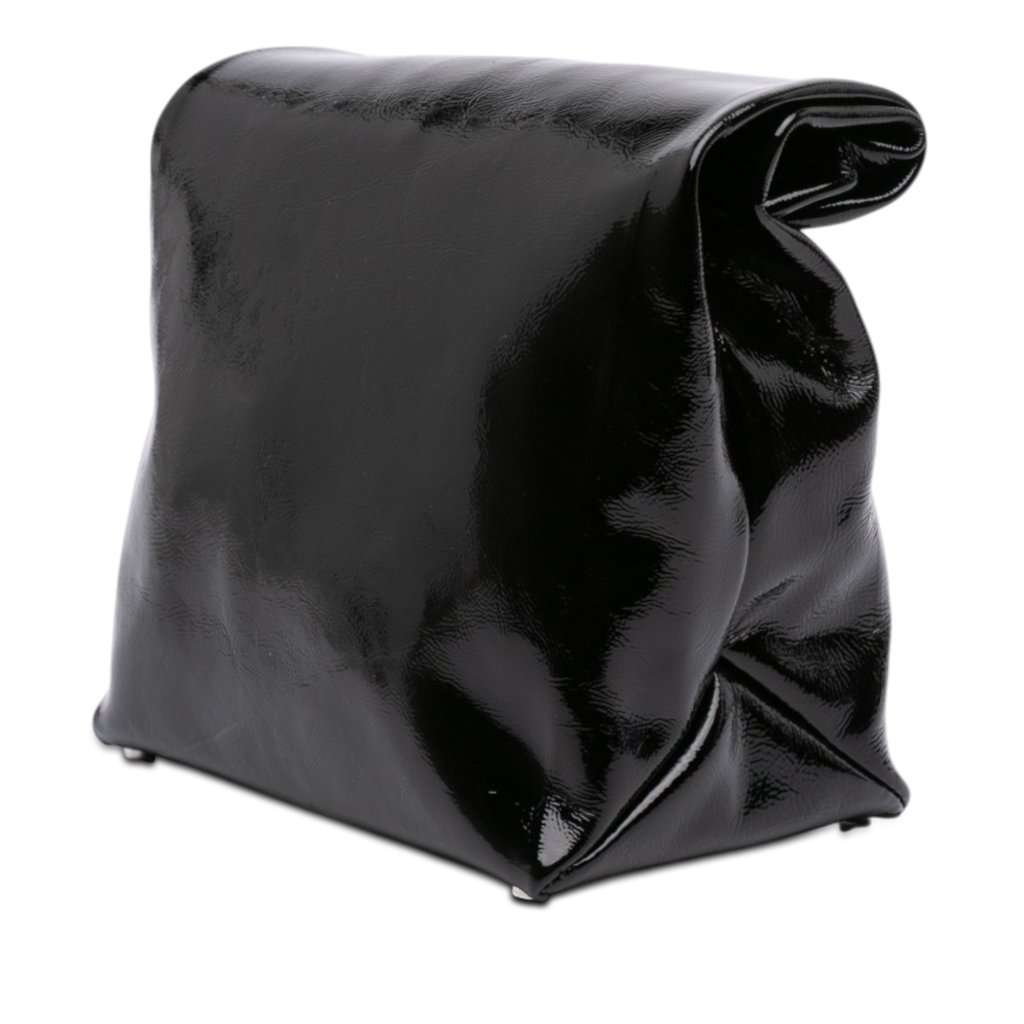 Alexander Wang Patent Logo Lunch Bag Clutch Black Leather Very good condition - Back View