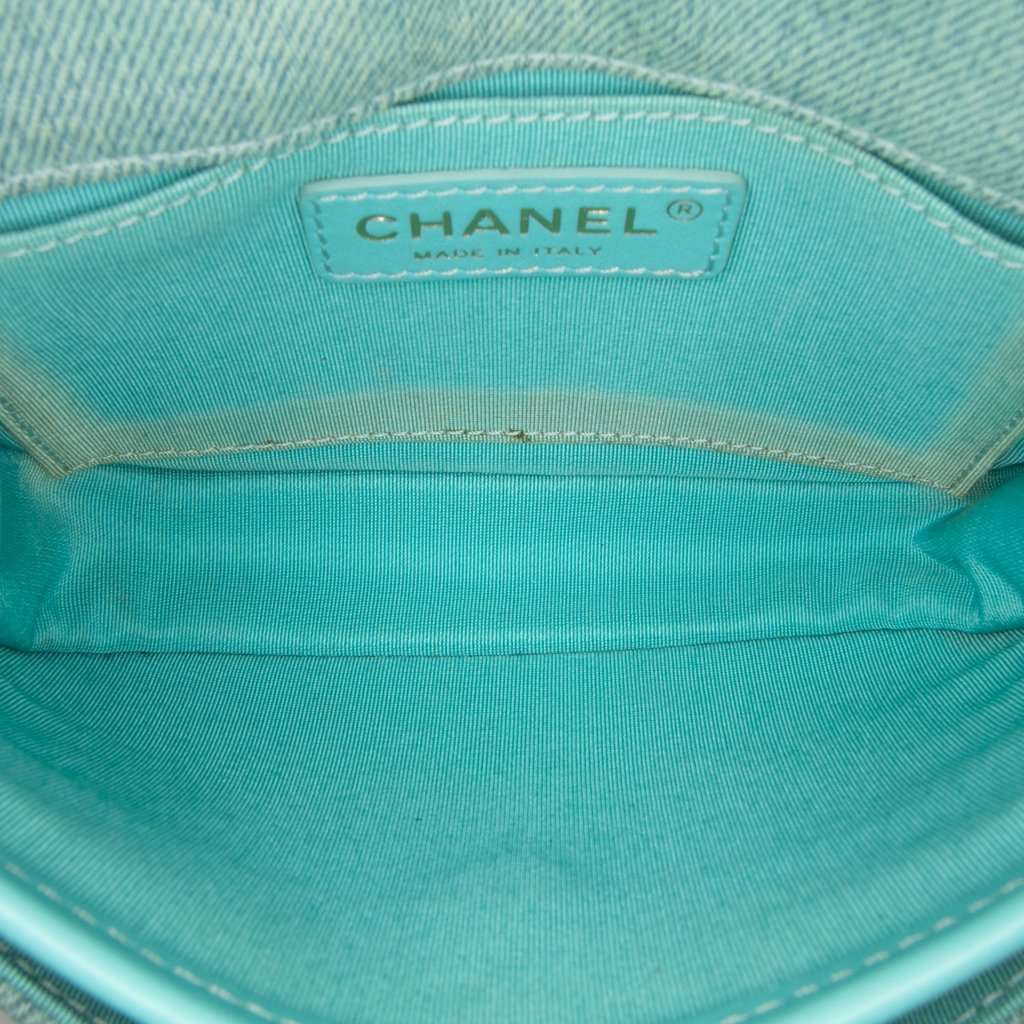 Chanel Mini CC Quilted Denim Messenger Flap Blue Very good - Model View