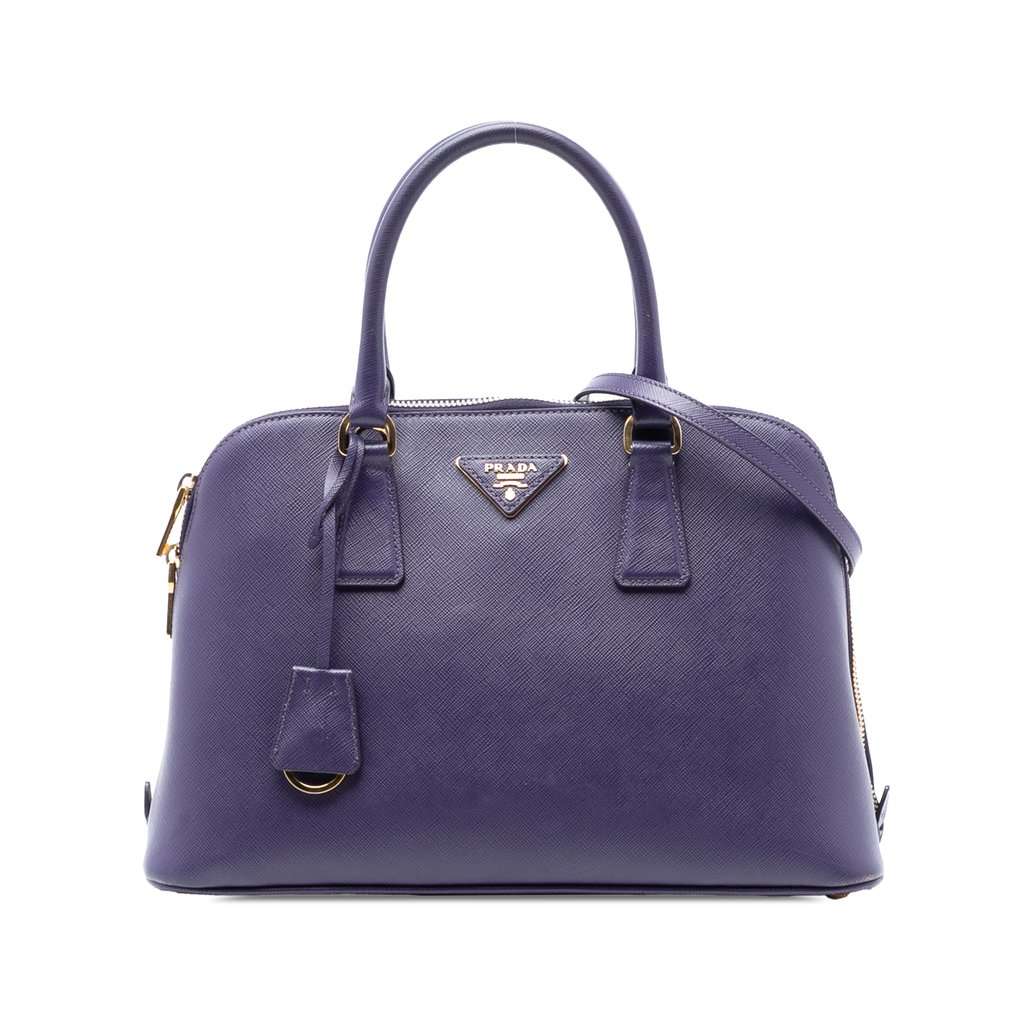 Prada Medium Saffiano Lux Promenade Satchel Purple Leather Very good condition - Front View