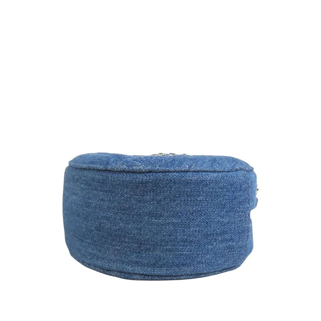 Chanel Denim 19 Round Clutch with Chain Blue Very good condition - Inside View