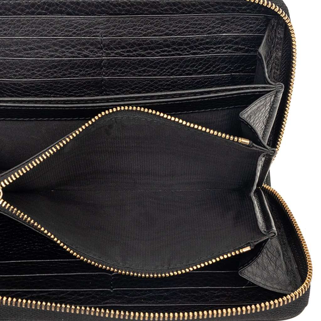 Gucci Calfskin Soho Zip Around Continental Wallet Black Leather Very good - Model View