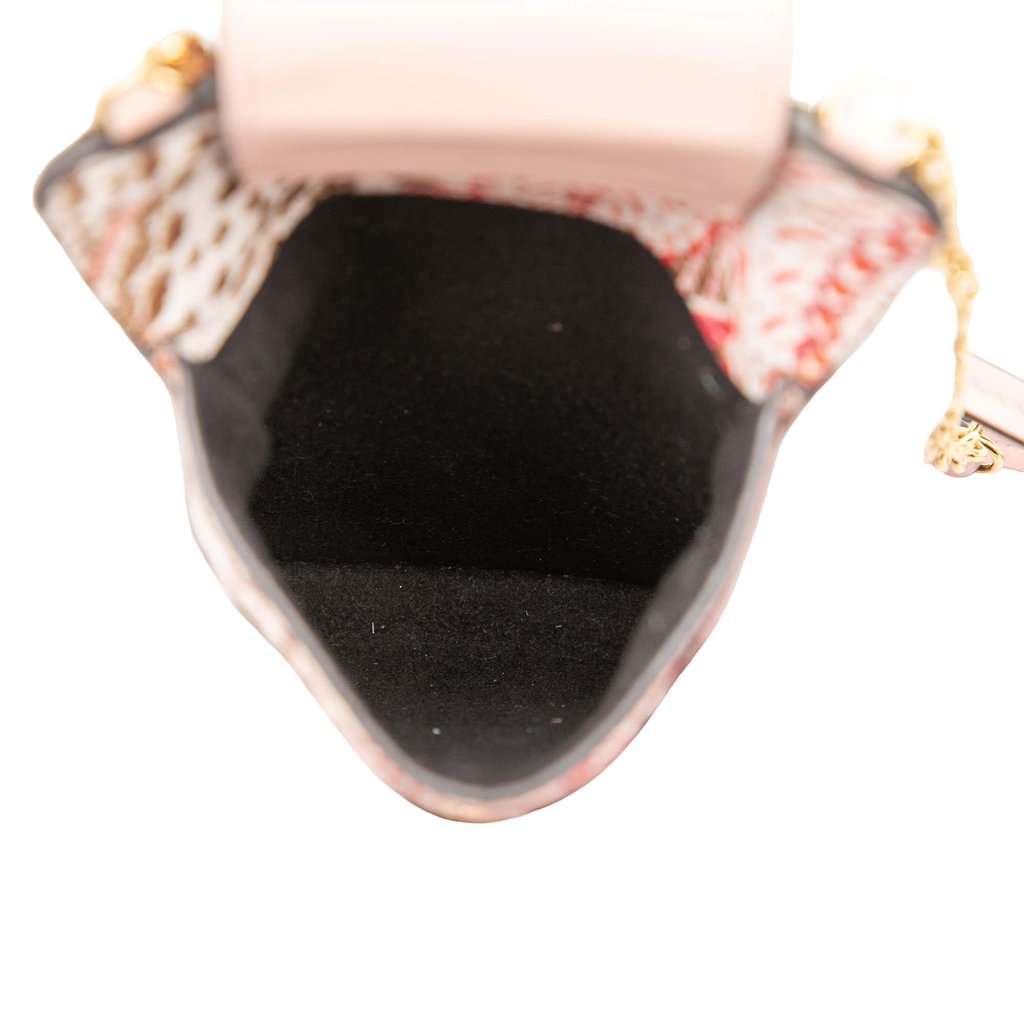 Salvatore Ferragamo Floral Printed Leather Vara Bow Phone Pouch Pink Leather Very good condition - Model View