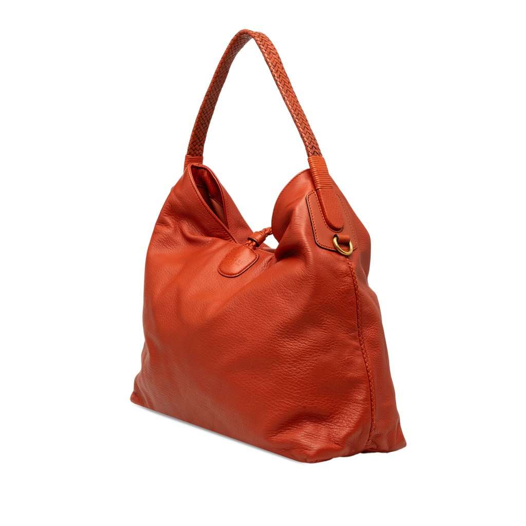 Gucci Calfskin Hip Bamboo Satchel Orange Leather Very good condition - Back View