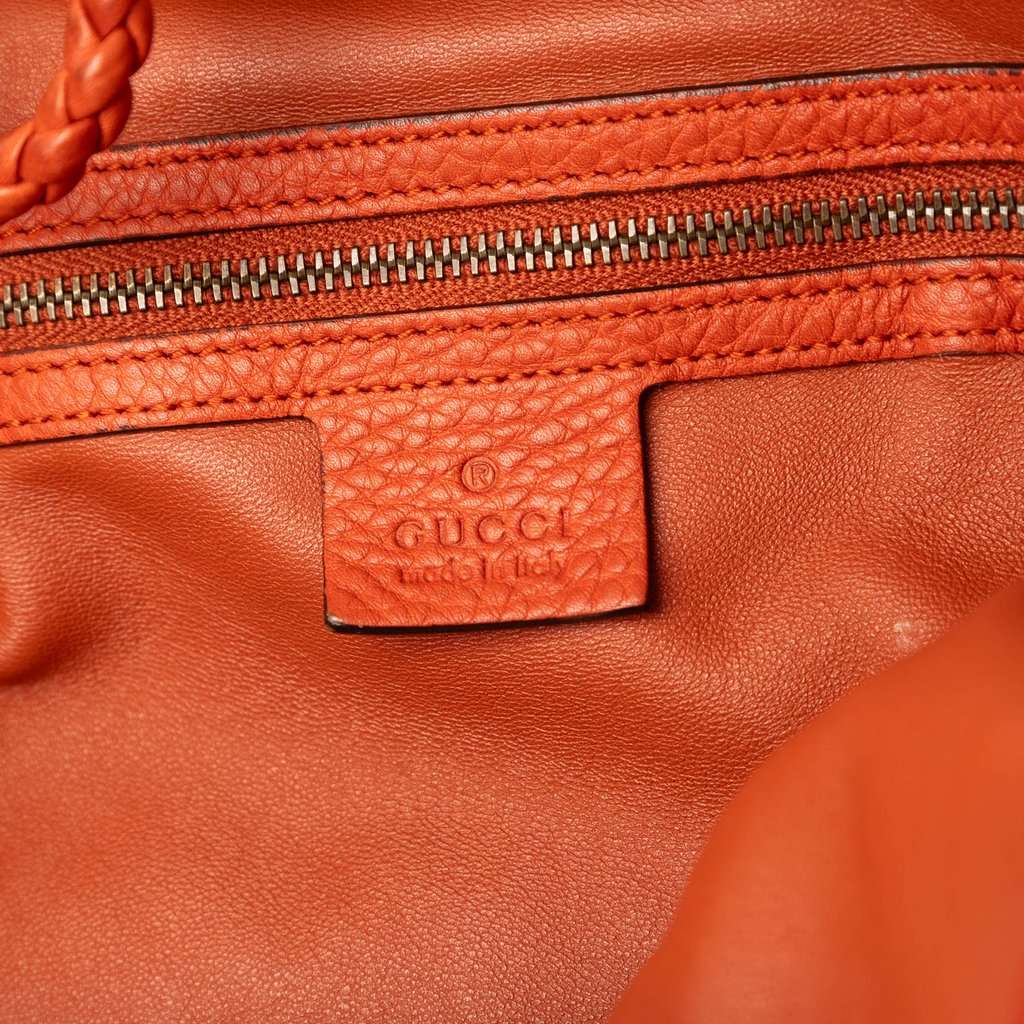 Gucci Calfskin Hip Bamboo Satchel Orange Leather Very good condition - Box View