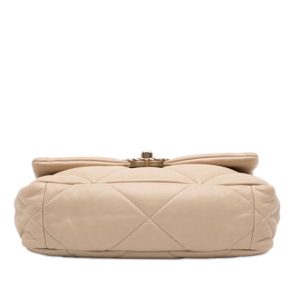 Chanel Medium Lambskin 19 Flap Beige Leather Very good - Inside View