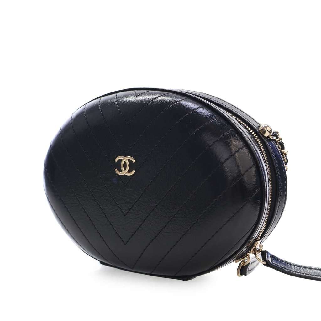 Chanel Chevron Stitched Calfskin La Pausa Evening Bag Black Leather Very good condition - Inside View